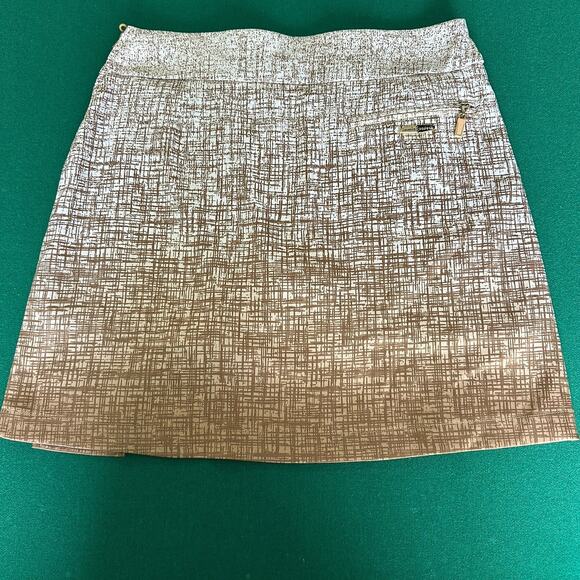 Jamie Sadock Skort Size 4 Brown White Textured Pattern Golf Skirt Shorts Lined - Picture 5 of 11